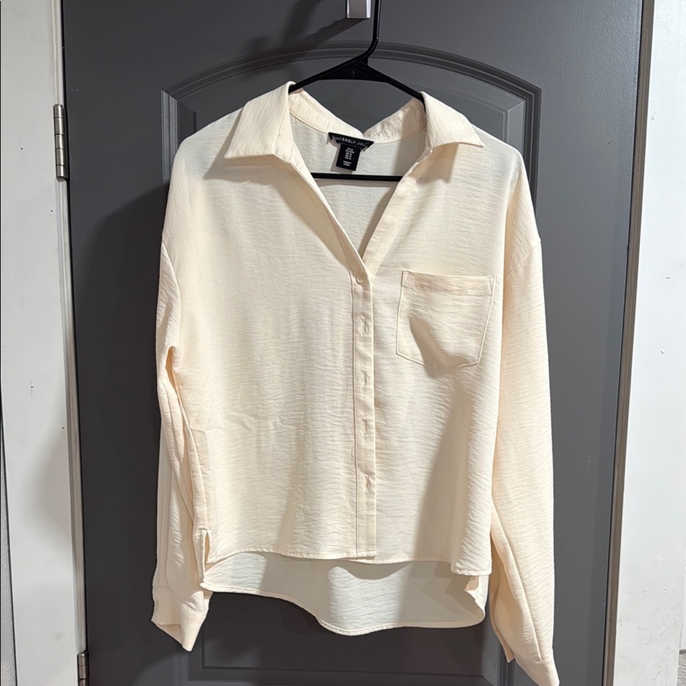 Cream Button-Up Blouse